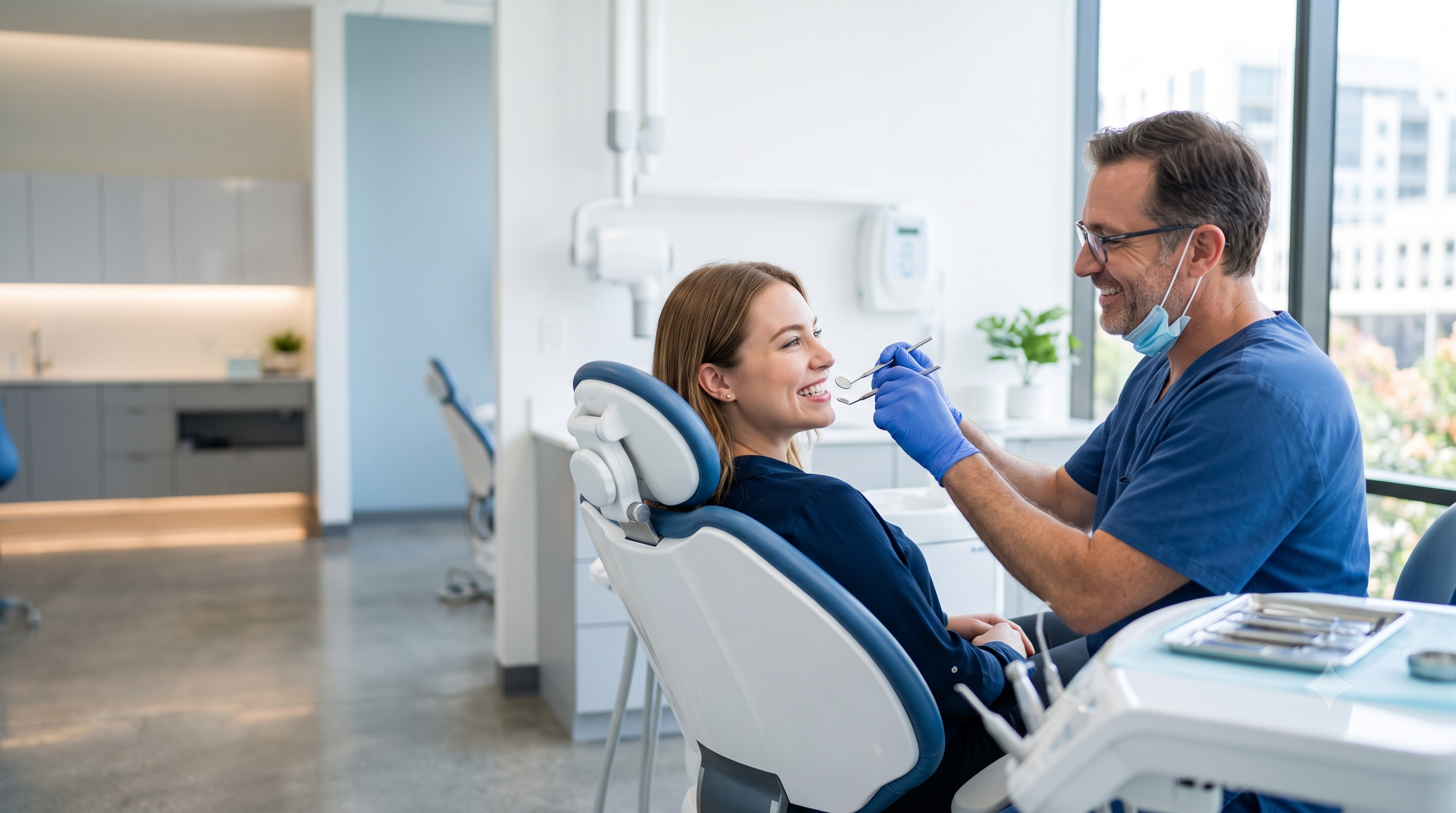Dentist caring for patient